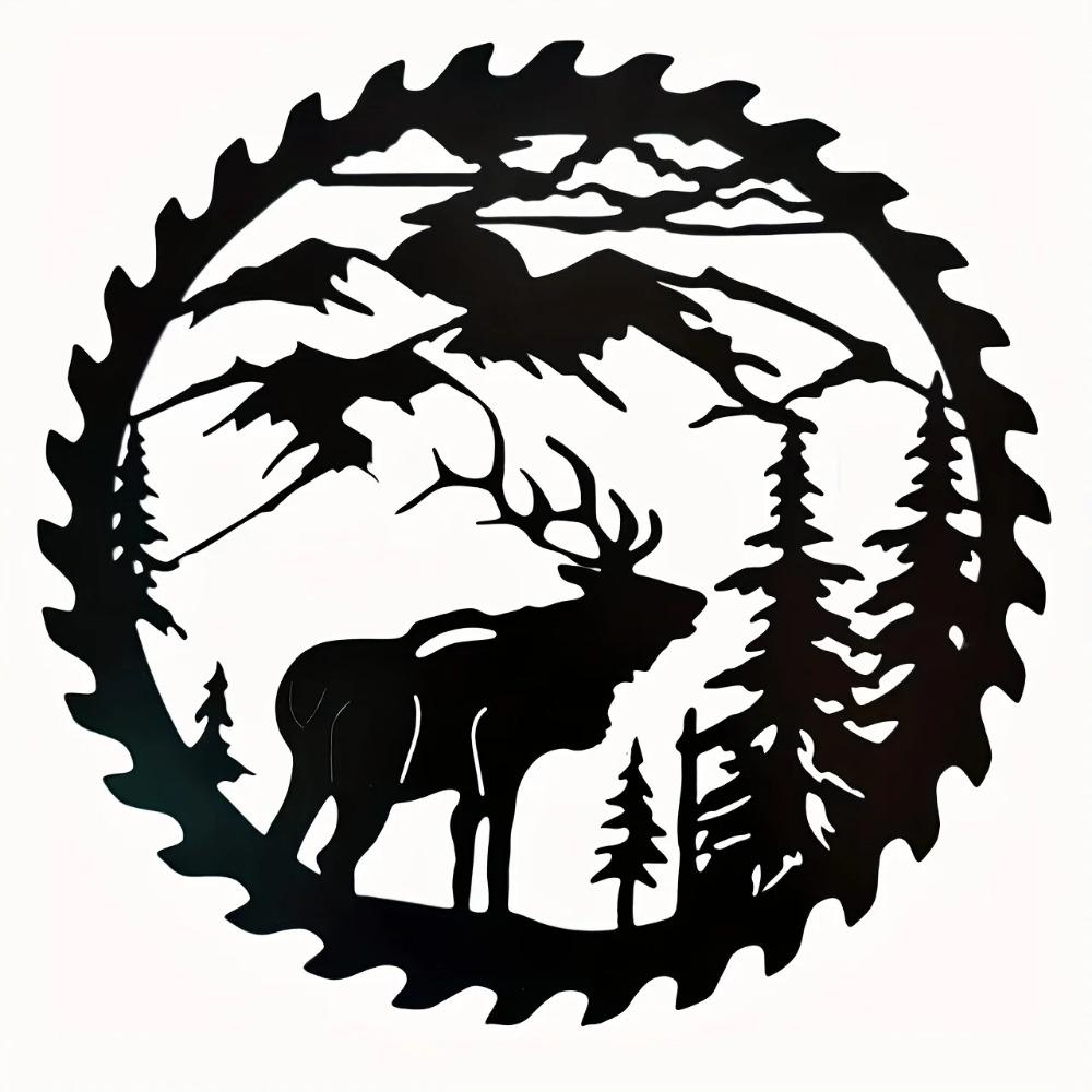Metal Wall Art - Deer In the Forest with Pine Trees - Hanging Decor for Living Room, Bedroom, Mountain Lodge, Cabin, Woodland