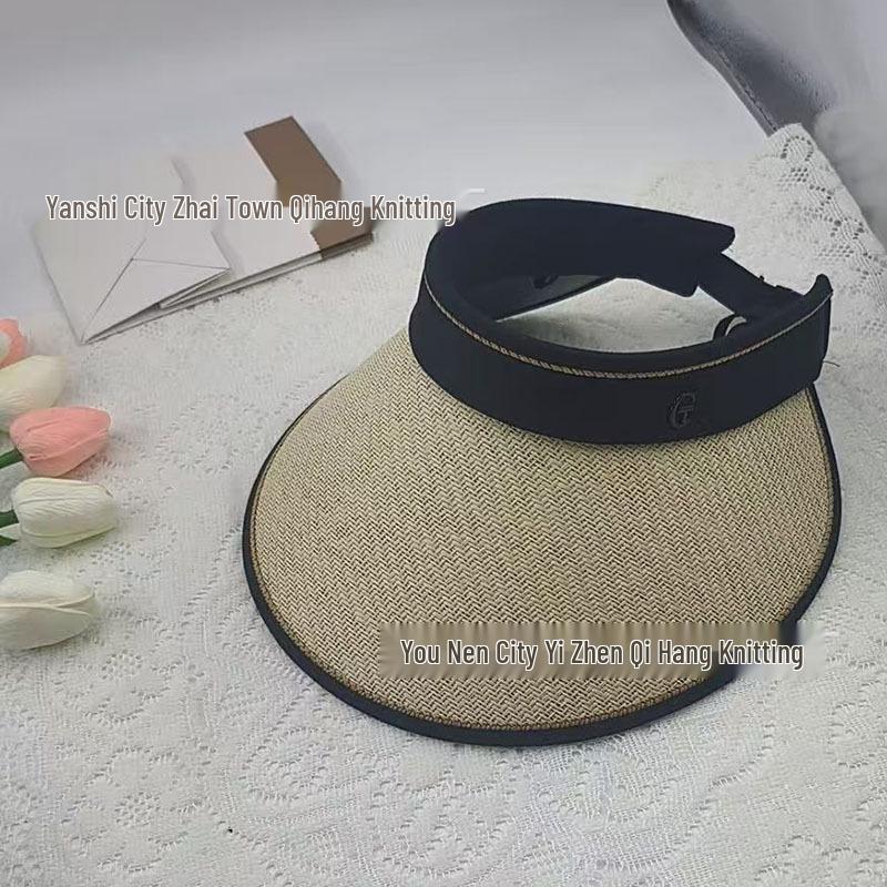 Women's UV Protection Straw Sun Hat with Face Shield, Korean Style, Wide Brim