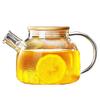Heat-Resistant Glass Tea Set: Large Capacity Cold Water Pitcher with Short Spout and Bamboo Lid