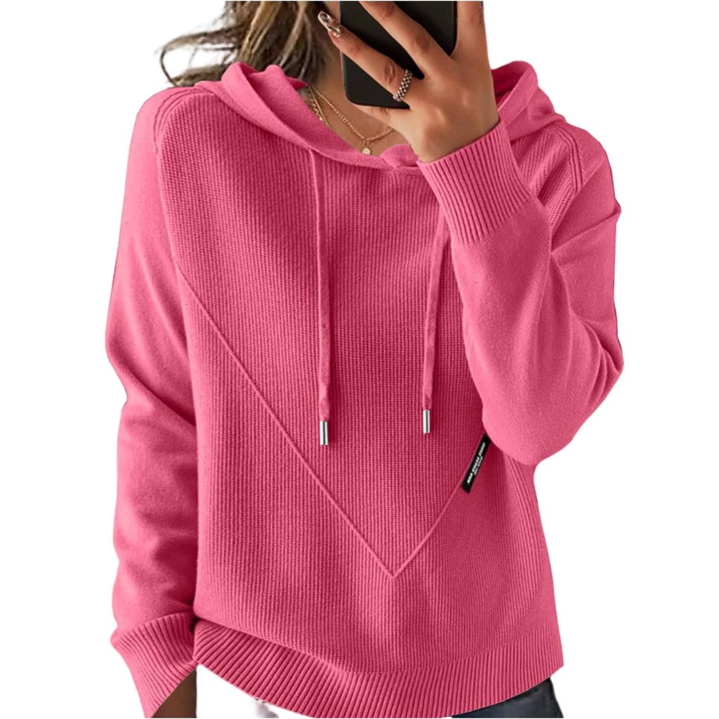 Fashionable Women's Knitted Sweater Lazy Style Loose Slim Hoodie Sweater