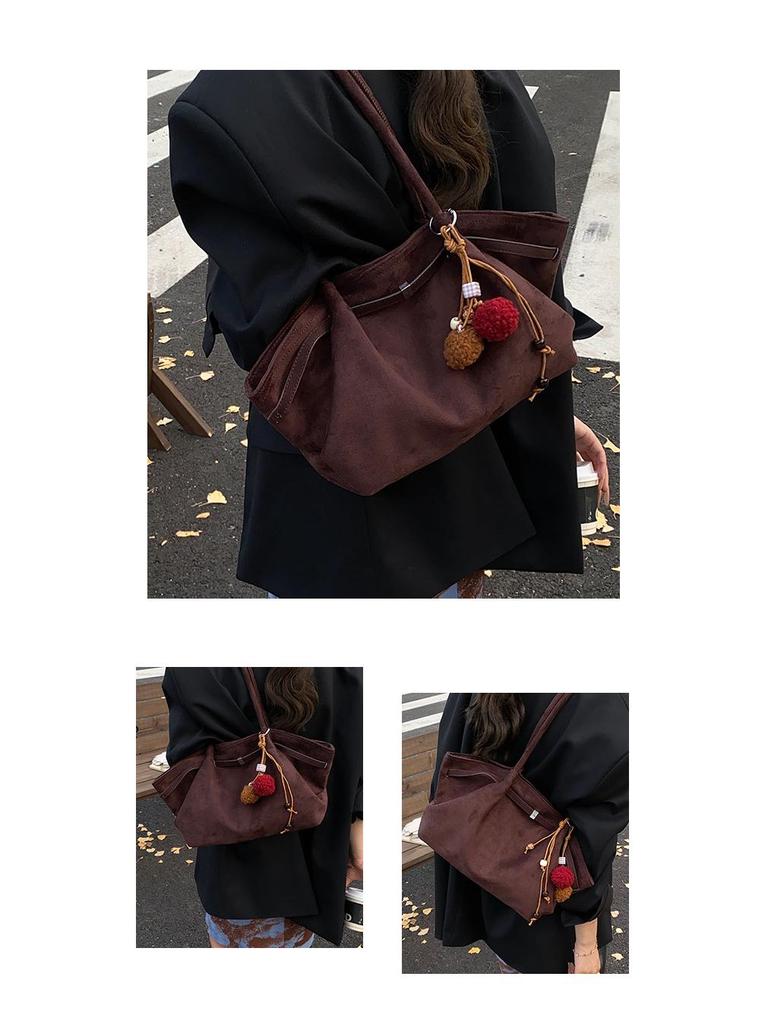 High-End Retro Suede Large Capacity Tote – Autumn/Winter Shoulder Bag