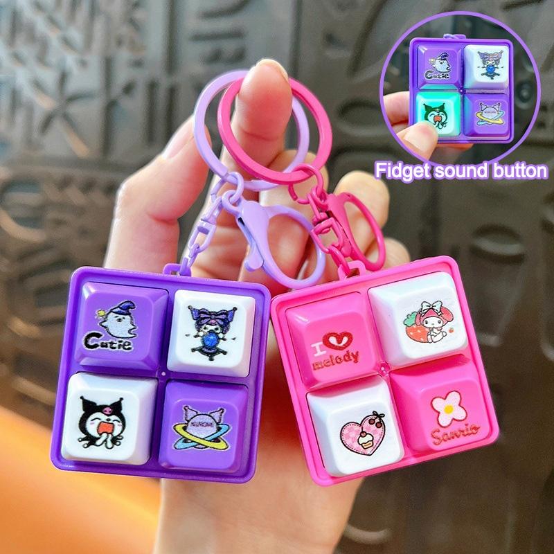 Hello Kitty Keyboard Keychain Stress Relief Keyboard Keyring Kitty Fidget Toys Click Keychain Bag Accessories Hanging Pendant