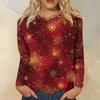 Women's Fashion Casual Long Sleeve  Print Round Neck Top