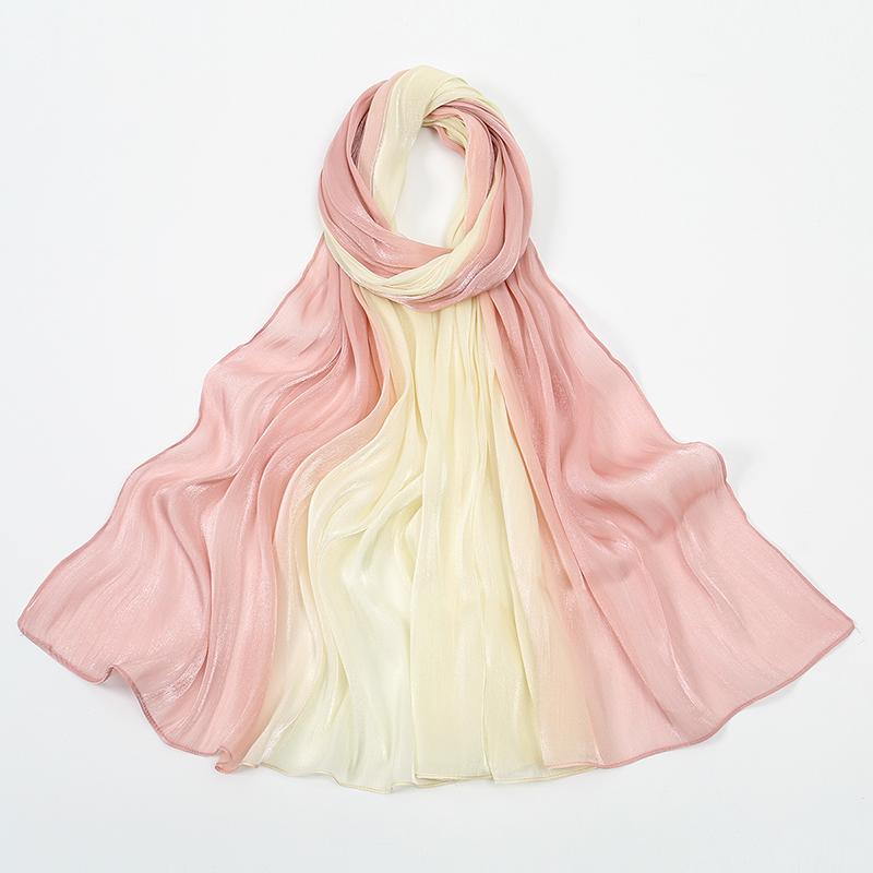 Luxury Satin Silk Hijab Scarf Chiffon Gradient Wrinkled Shawls Women Muslim Hijab Premium Yarn Scarf Islam Turban Ramadan