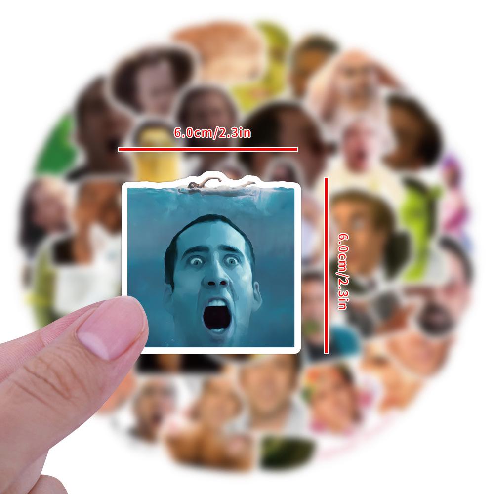 Nicolas Cage Graffiti Stickers: 50 Waterproof Personality Stickers for Notebooks & Luggage Decoration