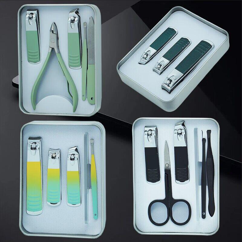 Nail Care Gift Set: Portable Tin Box with Clippers, Scissors, Tweezers, and Ear Spoon