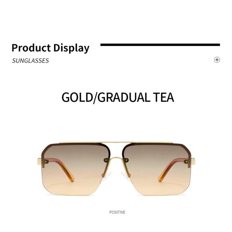 Men's sunglasses, new square metal sunglasses, women's sunscreen half-frame sunglasses.