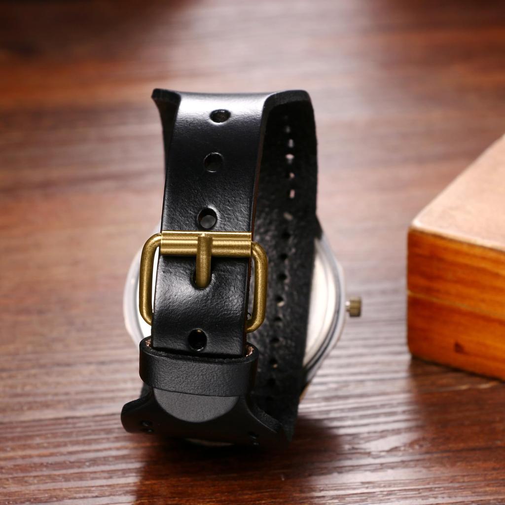 Unisex Punk Watch with Leather Waterproof Analog Display with Crown and Quartz Genuine Leather Motorcycle Fashion Watch Perfect Gift for and Day
