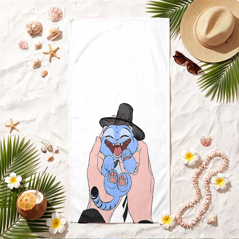Derpy Tiger Soft Beach Towel Stylish Beach Pool Towel for Summer Seaside Vacation Travel