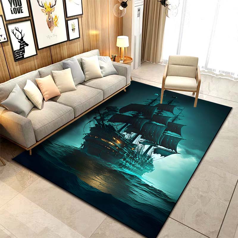 Sizes ghost Ship Pirate Ship Pattern Rug Carpets Bedroom Living Room Bathroom Mat Creative Door Mat Cloakroom Decor Area Rug