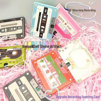 Recordable Handmade Phonograph Greeting Card – DIY Sound Card for Birthday Gift or Creative Souvenir.