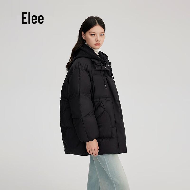 Aolaiyi Women's Mid-Length Detachable Hood Down Jacket