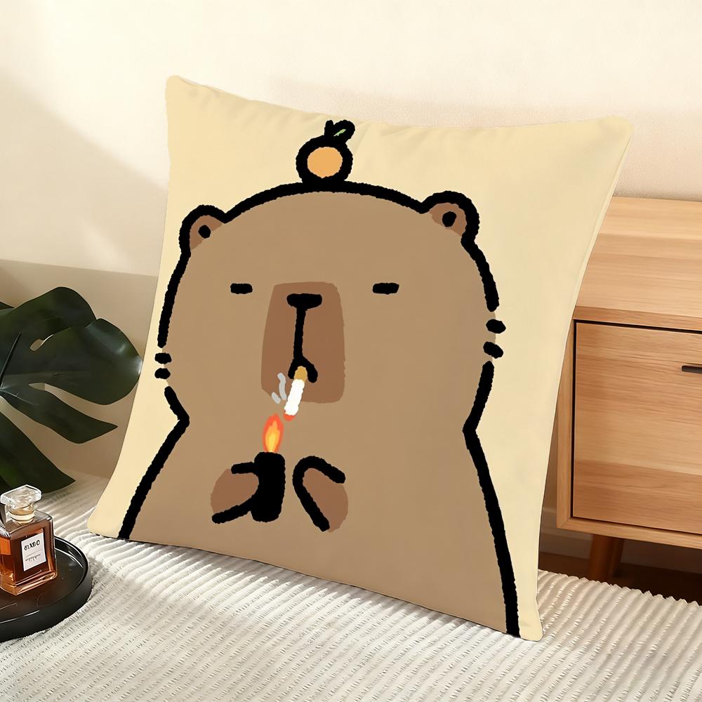 Cute Ccapybara Cushion Cover Soft Short Plush Pillow Cover Smooth Cozy Texture Aesthetic Cushion Case Home Decor