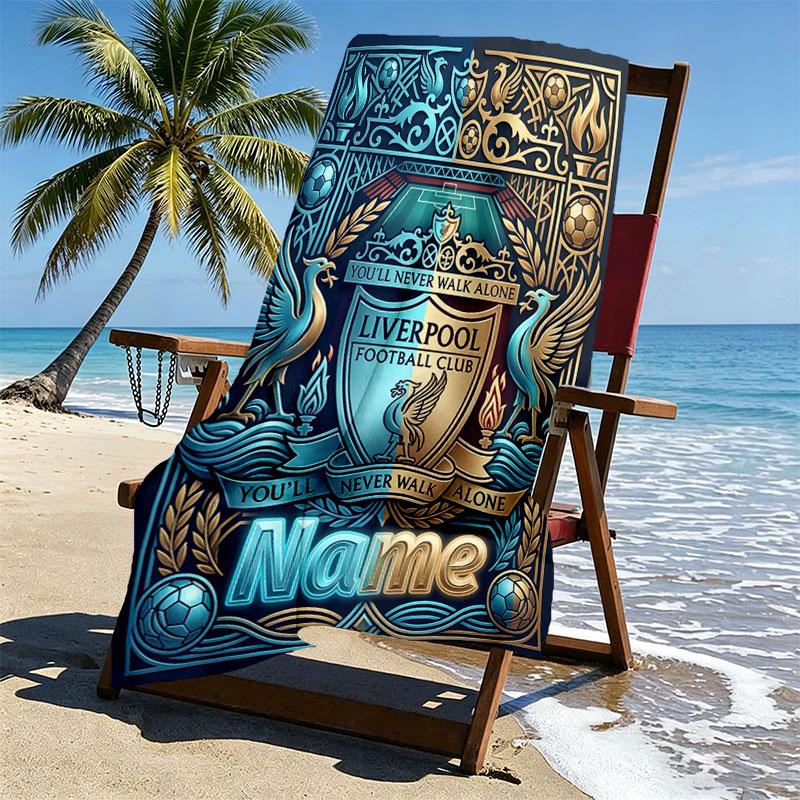 Custom Name Personalized LFC Print Beach Towel, for Trip Camping Beach Party Home Decor, Birthday Gift for Family & Friends