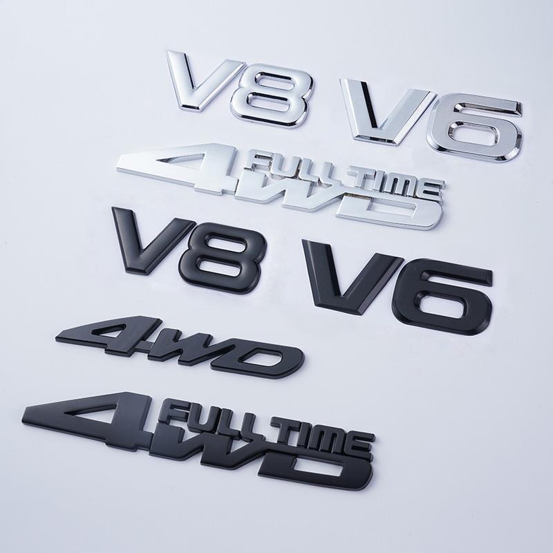 Наклейка на автомобиль 4WD: Полный привод, Внедорожник V6/V8, 4x4 Металлический боковой и задний значок