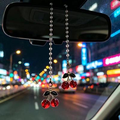 Mignon Suspension Cerise Voiture Rétroviseur Intérieur Pendentif 1 Pièce Esthétique Auto Intérieur Décoration Ornement Cadeau Parfait pour Filles