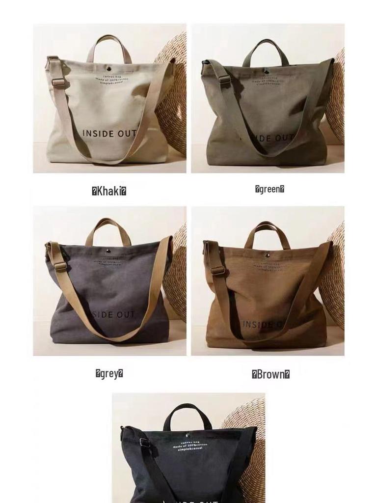 Bolso Bandolera/de Mano de Lona Unisex de Gran Capacidad para Estudiantes, Bolso de Compras o para Tutorías