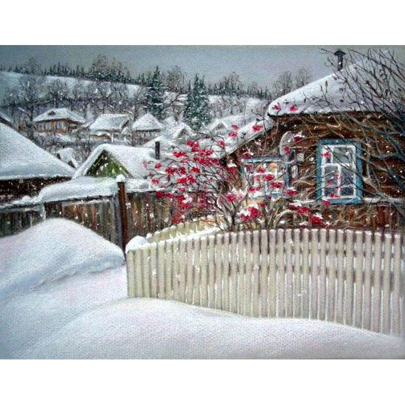 

5D DIY алмазная живопись Снежная сцена Алмазная вышивка пейзажи вышивка крестиком ремесла полная круглая дрель домашний декор ручной подарок Full Round 30x40CM