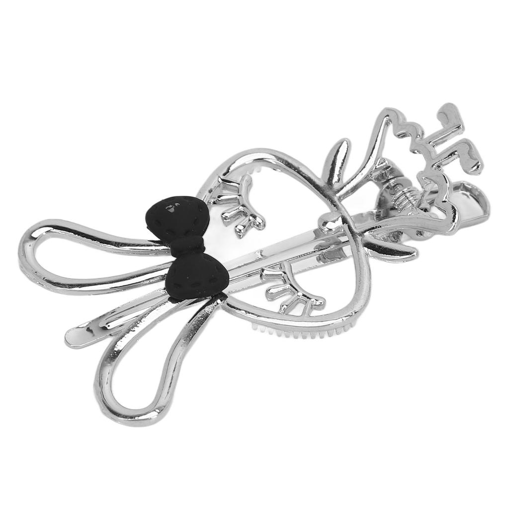 Cute Rabbit Duckbill Hair Clip Cutout Bow Alloy Silver Electroplated Rabbit Hair Barrette for Decoration