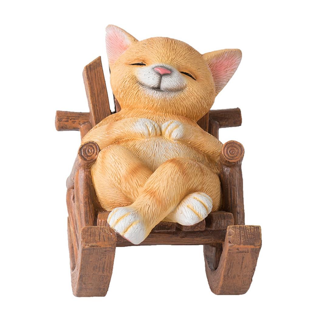 Decorative Cartoon Rocking Chair Cats Dog Figurine for Home and Office Tabletop Resins Animal Miniature Statue Ornament