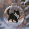 Cute Cat Christmas Ball Ornament 3D Animal Clear Plastic Ball Xmas Tree Ornaments