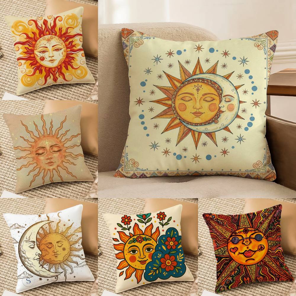 Portia Sun Moon Pattern Pillow Case Printed Brushed Fleece Pillow Baby Skin-Touch Eco-Friendly Dye-Sublimat