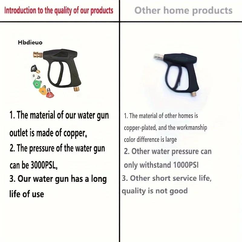 High Pressure Hose Nozzle, High Pressure Cleaning Machine, 3000 PSI Max With 5 Colors Quick Connect Nozzles M22 Hose Connector 3