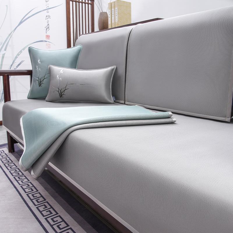 Sofa Seat Cushion for Summer Non-Slip Cover Cover Solid Wood Sofa Cushion New Chinese Summer Cushion Summer Ice Silk