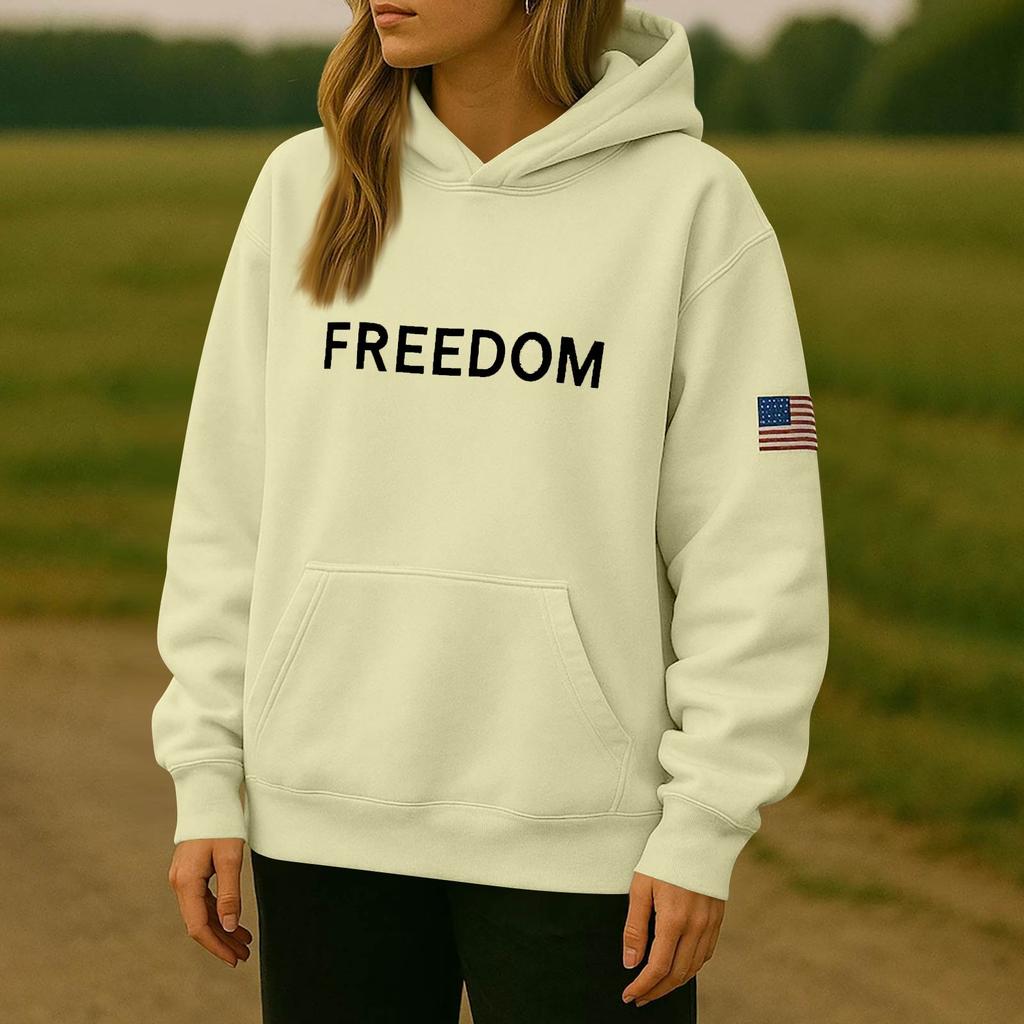 Ladies Fashion Casual Long Sleeve Printed Round Neck Hoodie Pullover Top