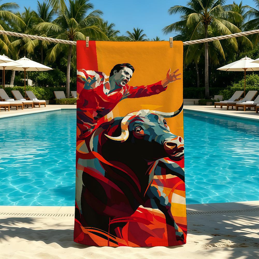 Bullfighting Spanish Towel For Outdoor Camping Beach Towel Super Absorbent Quick-Drying Summer Towel