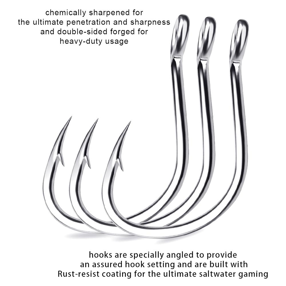 10pcs High Carbon Steel 1/0 2/0 3/0 4/0 5/0 Barbed Slow Jigging Hooks Saltwater Fishing Single Hook