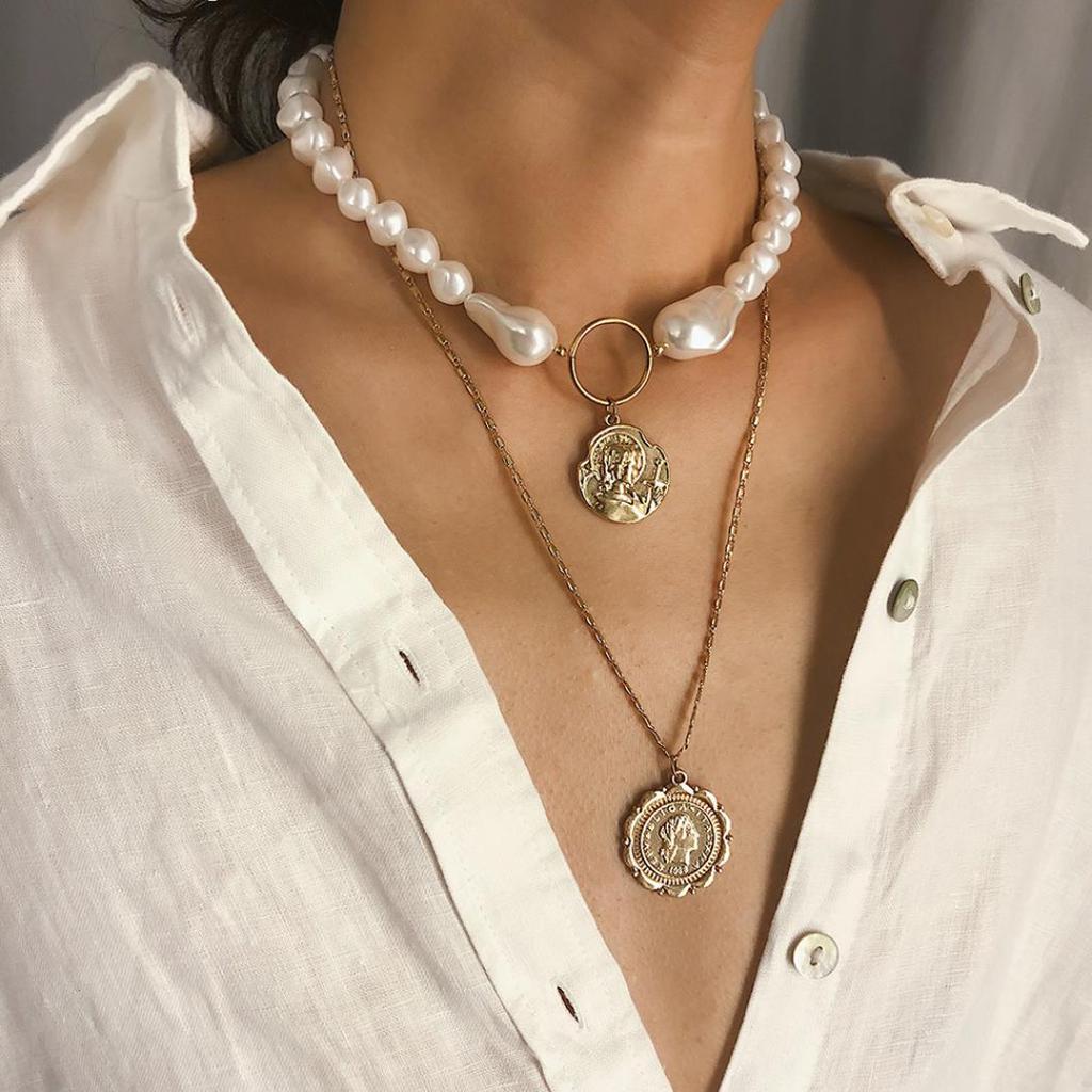 Vintage Twist temperamento Bohemia Perla Collar de cadena corta Collar para Mujeres