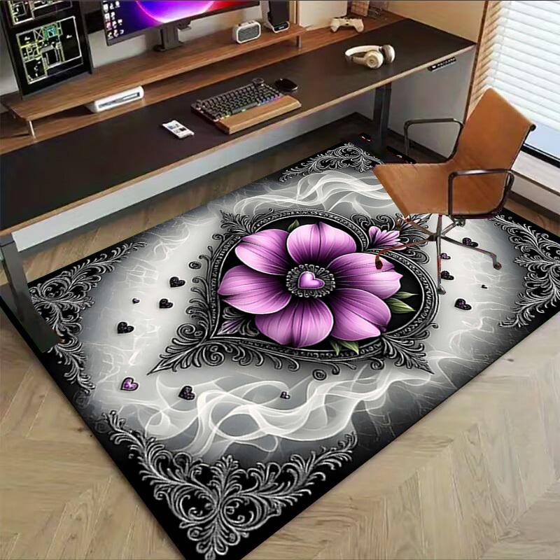 1PC Floral Heart Anti-slip carpet, suitable for Office, bedroomand playrooms. It can also be used as a sofa footrest cover-R18