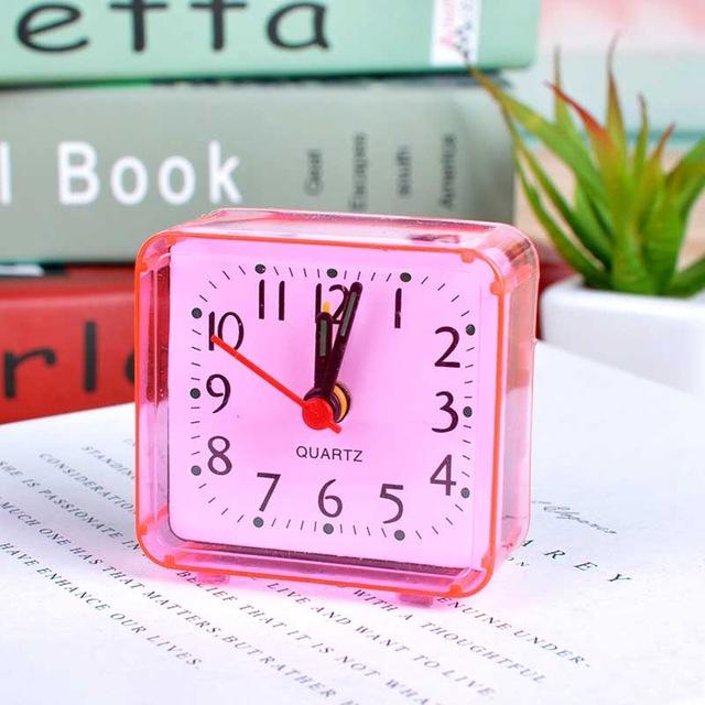 High Quality Vintage Square Trip Bed Compact Travel Desktop Alarm Clock Outdoor Table Creative Gift Pink#0