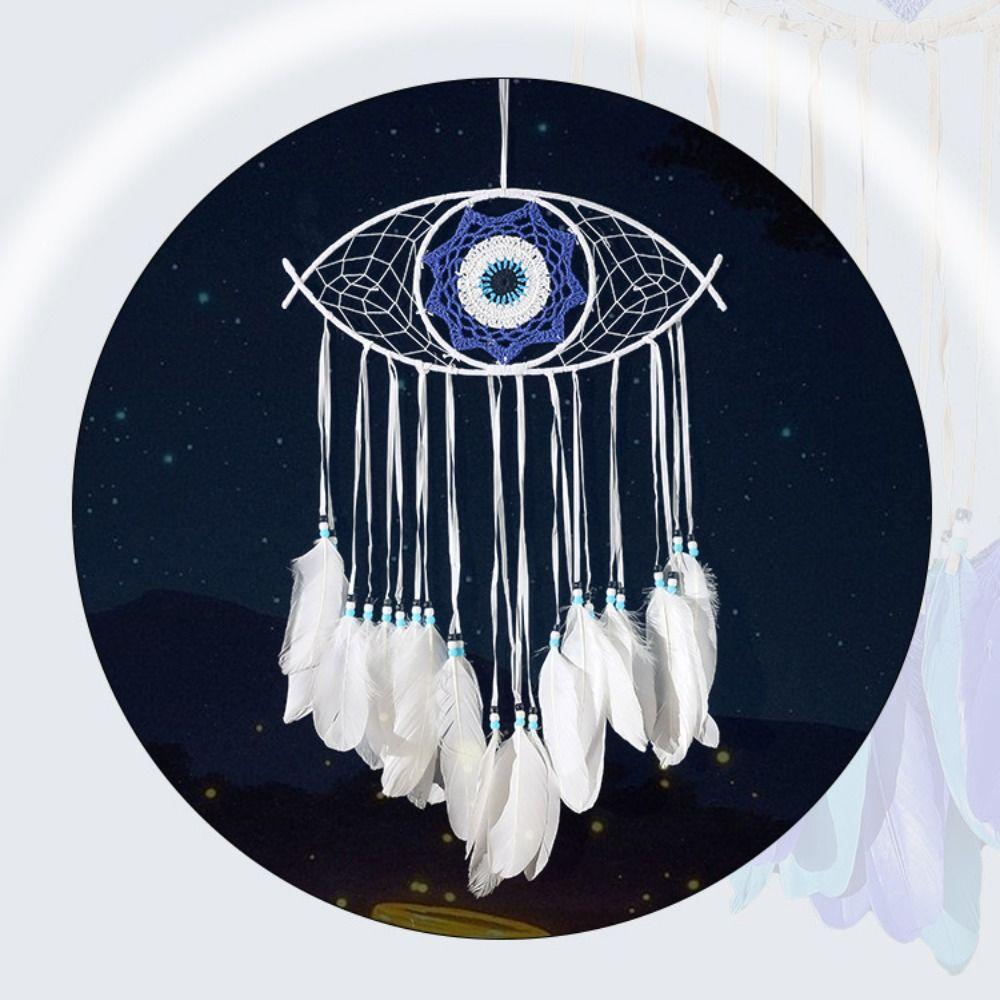 Wohndekor Handgefertigter Traumfänger Kreativ Lustig Böser Blick Traumfänger Blaue Feder Makramee Wandbehang Wohnzimmer