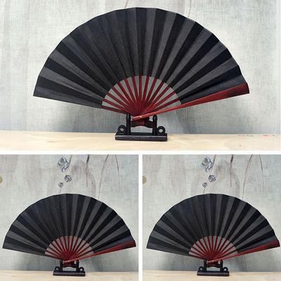 Black Red Chinoiserie Gift Chinese Tai Chi Folding Stage Fan Yoga Fan Plastic Bone Fan Kung Fu Fan