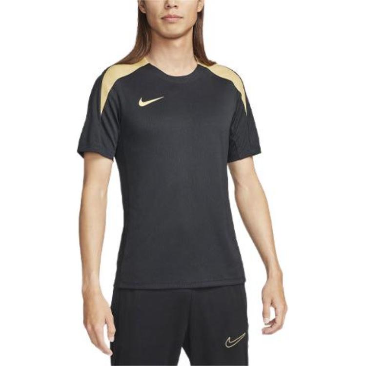 Nike Strike Colorblock Logo Crew Neck Short Sleeve Soccer Jersey Men Tops Black FN2400-011