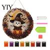 Sparkling Rhinestone Craft Projects Halloween Ghost/Owl Diamond Art Hanging Ornament Kit, Decorative Porch Ornaments Painting Suncatcher, DIY Pendant