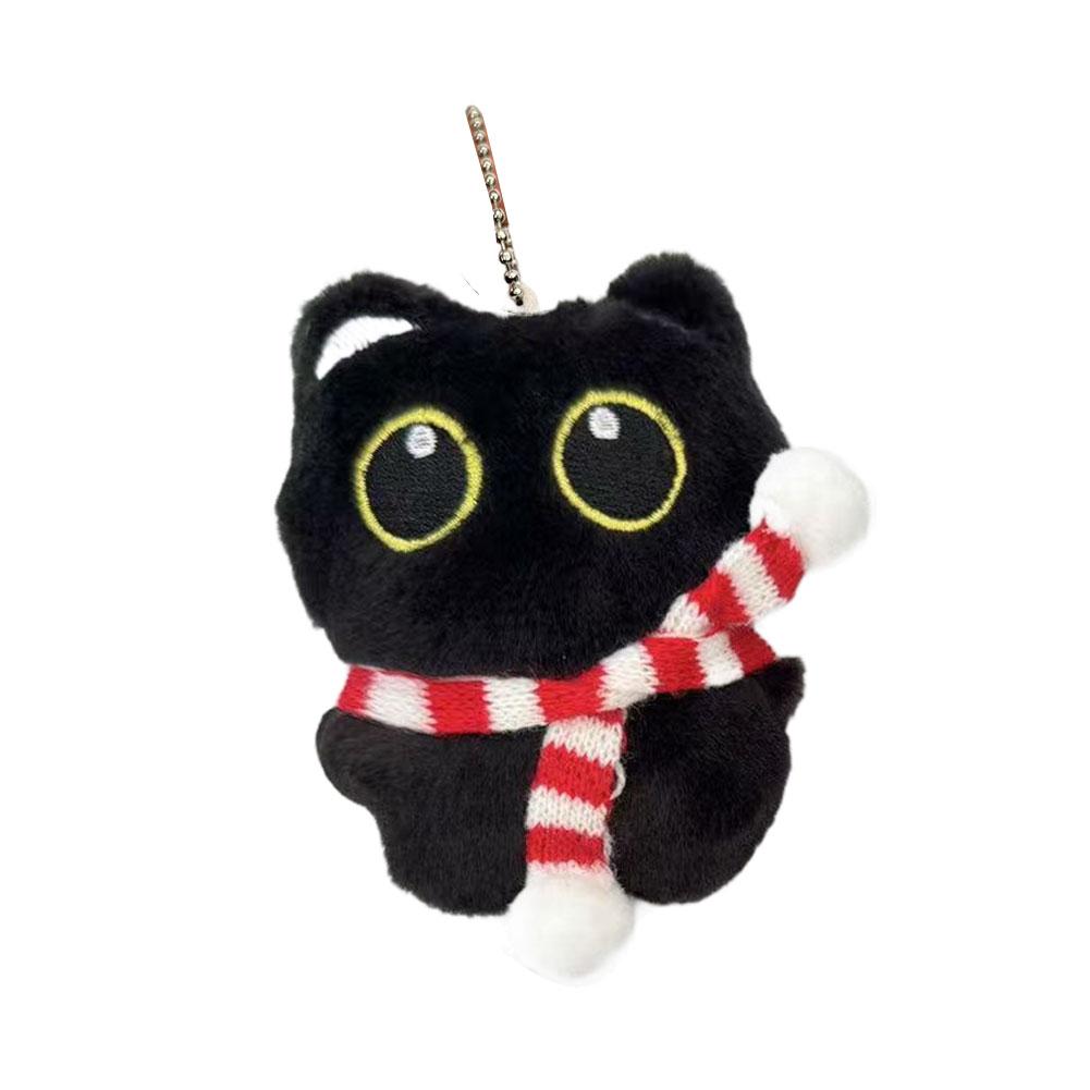 Cute Black Cat Plush Toy Doll Keychain Bag Pendant Charms Kitten Car Keyring Accessories For Women Couples Kawaii Gift