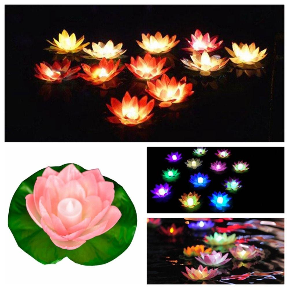 

Waterproof Floating Water Lotus Lamp LED Electronic Candle Lotus Night Light Garden 5pcs