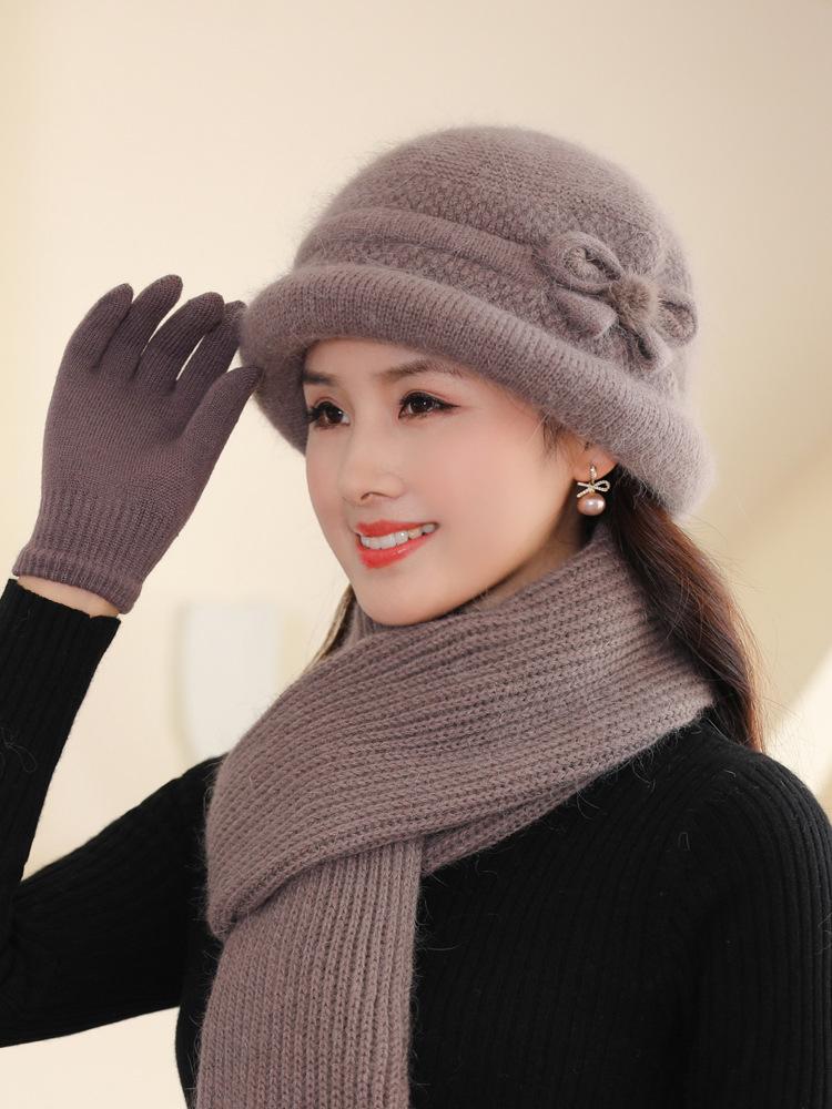 

Winter Solid Color Hat Middle-aged and Elderly Mother Hat Fleece Thickened Cold and Windproof Knitted Hat only hat хакі