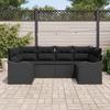 Garden Sofa Set Black Poly Rattan