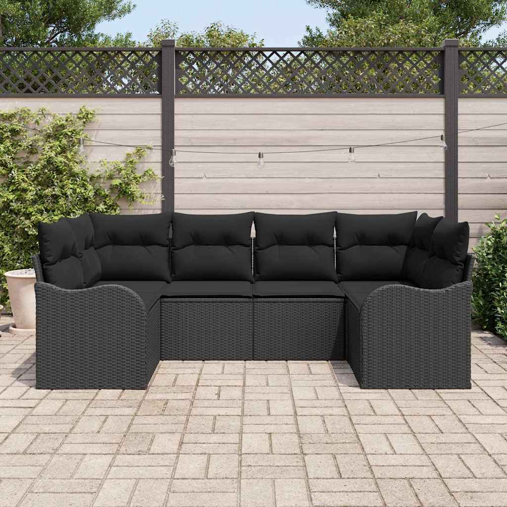 Garden Sofa Set Black Poly Rattan