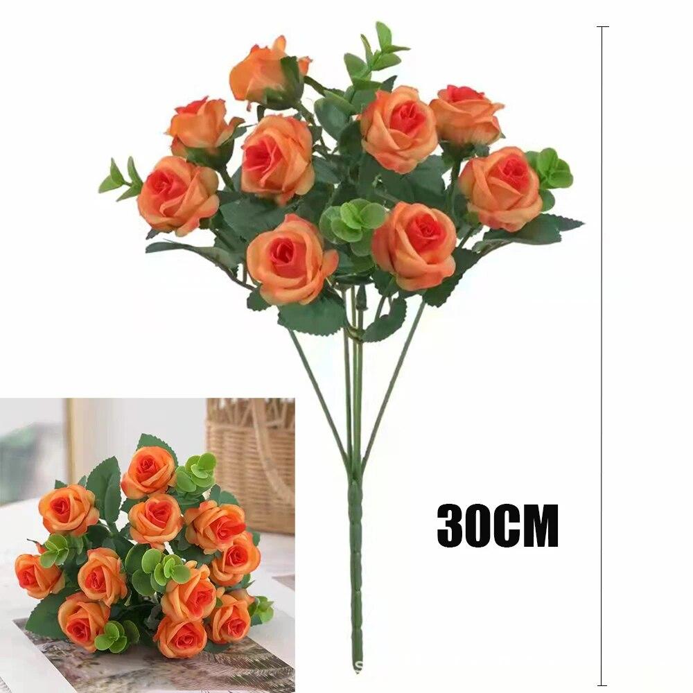 Artificial Flowers Bouquet White Red Rose Eucalyptus Leaves Wedding Decoration Peony Fake Flower For Party Home Decor Outdoor