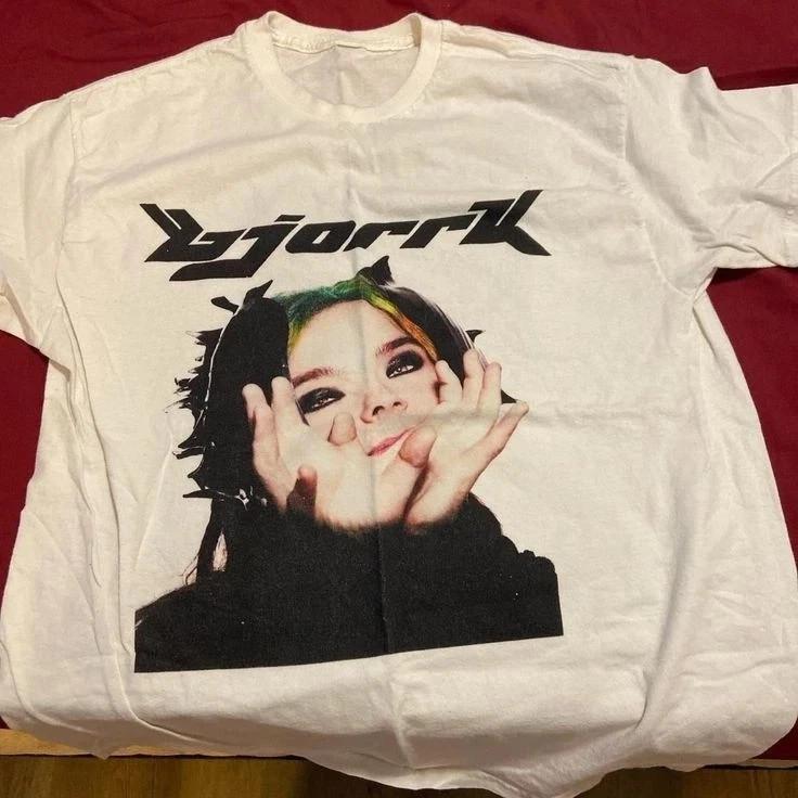 Rara Bjork anni '90 Stile Base Maglietta Bianca Manica Corta Unisex Uomo