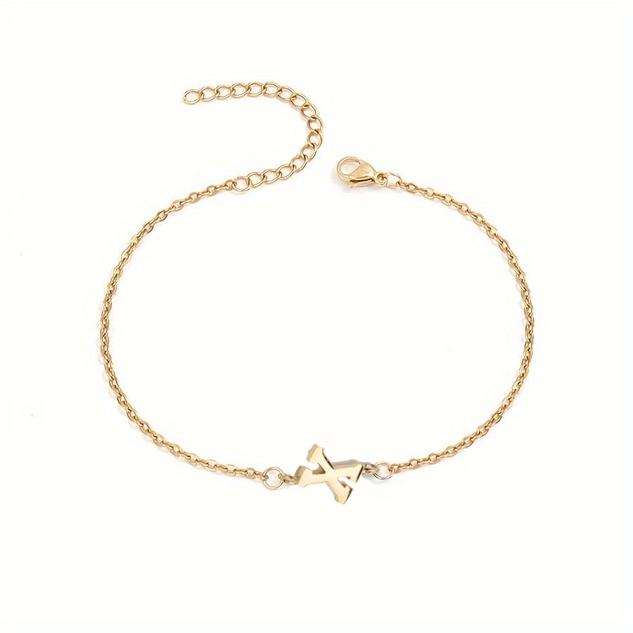 1pc Letter Shape Beads Thin Chain Bracelet, Simple Minimalist Hand Chain Unisex Jewelry Decoration