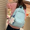 Autumn and Winter New Korean Version Solid Color Nylon Student Backpack Simple Fresh Unisex Double Shoulder Backpack