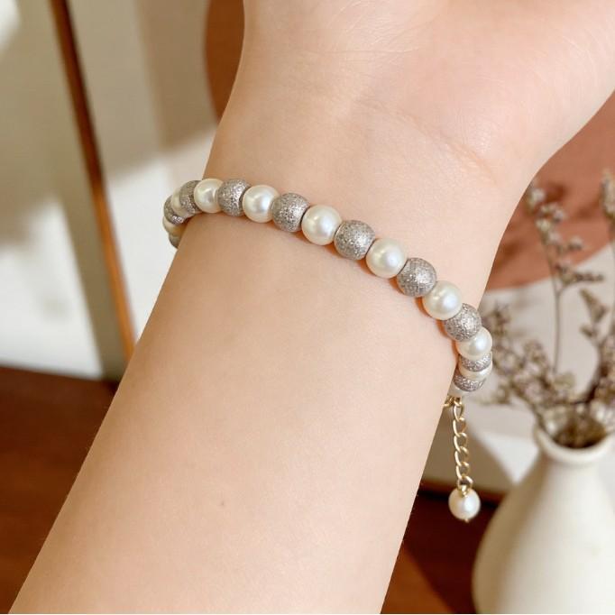 Light Luxury Gentle Temperament Pearl Silver Flash Texture Bracelet Niche High-End Pearl Bracelet Daily Versatile Accessories