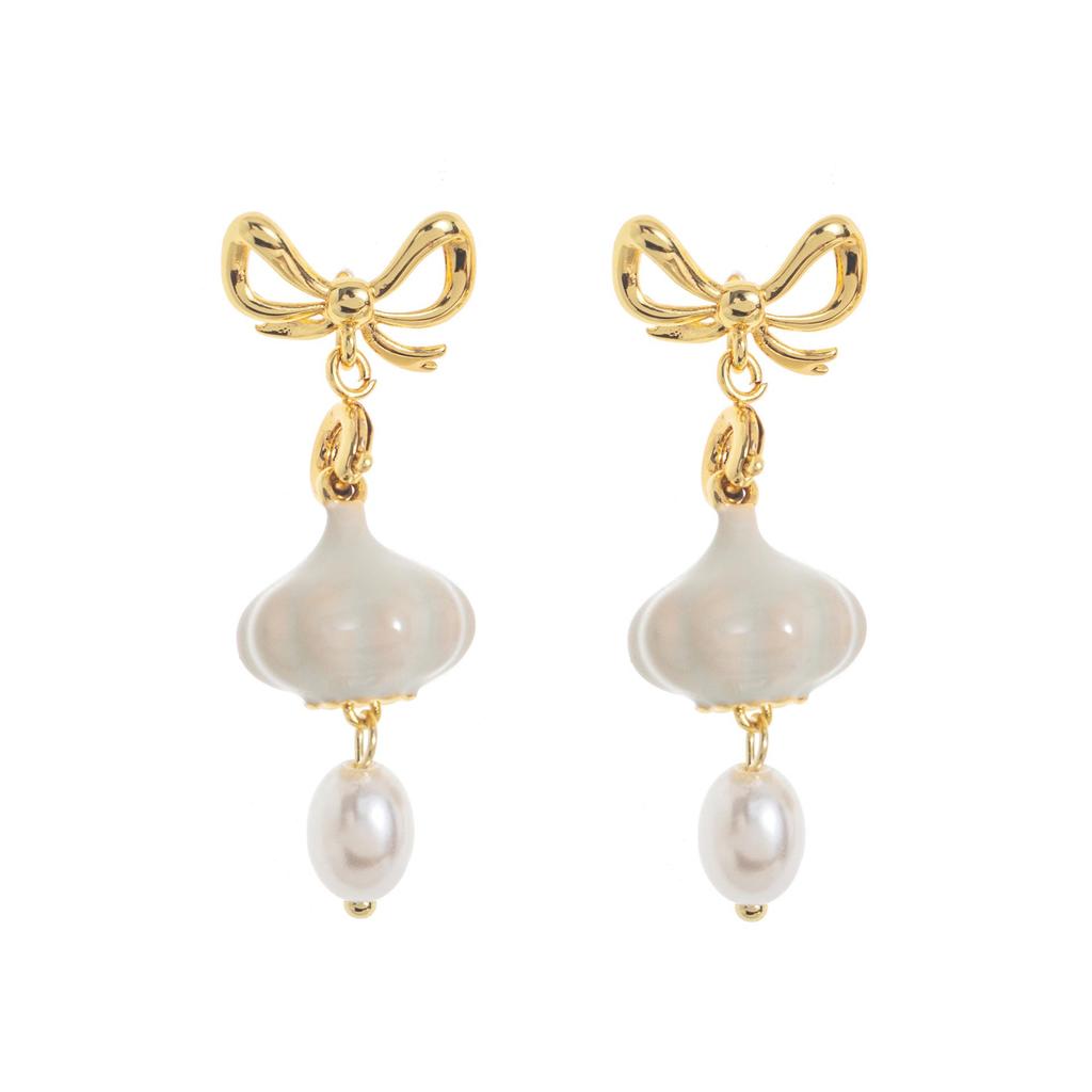 Trendy Colorful Pearl Vegetable Wine Glass Earrings Studs