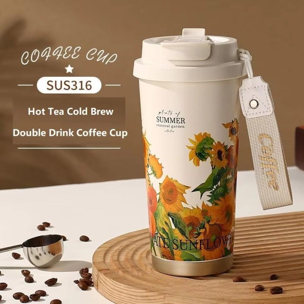 500ml Coffee Cup Double-layer Vacuum Mug Portable Insulated Mug Travel